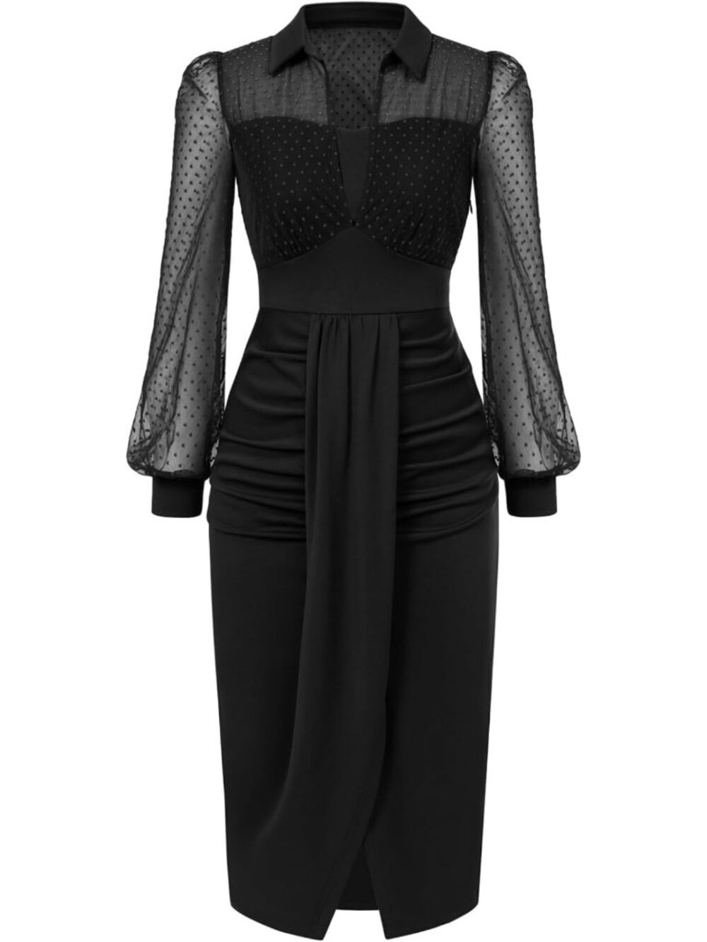 Vintage Mesh Long Sleeve Dress for Women | Elegant Retro Style Dress